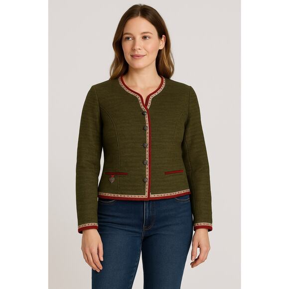 Spieth & Wensky Nachtigall Jacket Loop Melange Olive Green Bavarian Trachten L - Picture 1 of 11